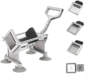 ROVSUN Commercial Vegetable Chopper French Fry Cutter Potato Slicer Fruit Chopper, Super Value Set of Suction Feet, 1/2'', 3/8'', 1/4'', 8-Wedge Blades and Pusher Blocks for Restaurant, Home & Kitchen