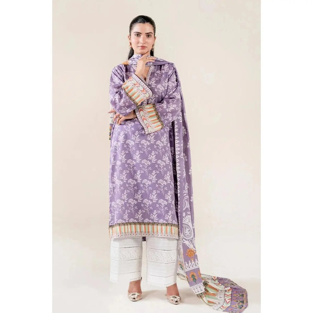 Women's Printed Lawn Suit, Elegant 2-Piece Stitched Design in Breathable Fabric, Lavender Purple, Elegance, Clothes, 2-Piece Lawn Suit, Shirt, Stitched Cut, Blouse/Shirt, Casual, Stylish And Breathable