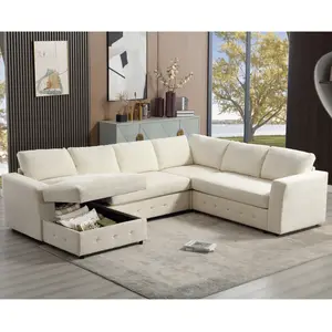110.75" Oversized Modular Sectional Sofa, Chenille Modern U Shaped Couch with Chaise Storage, Upholstered Sofas, Crystal Button, for Living Room