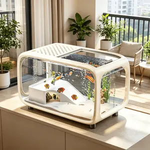 Multi-Purpose Small Aquarium Tank, Easy-Open Lid, Ideal for Desk, Living Room, Bedroom, Perfect Gift for Pet Lovers, Aquatic & Terrestrial Habitat
