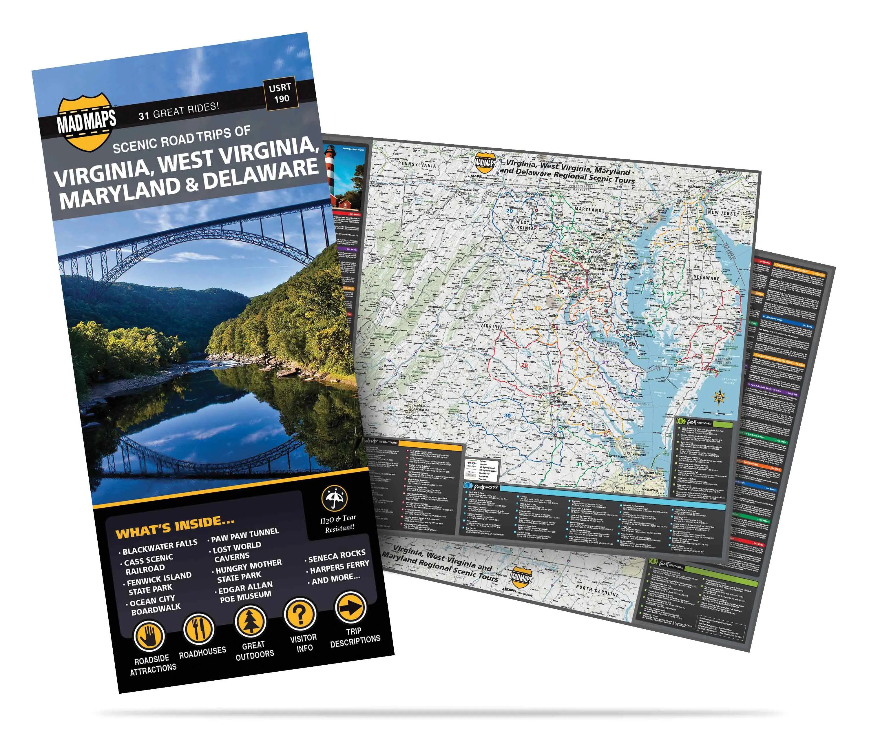 Virginia - E. W. Virginia - Maryland - Delaware: 31 Scenic Road Trips on One Map