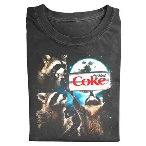 Vintage Christmas Raccoon Moonlight Soda Tee, Funny Holiday Animal Graphic T-shirt, Retro Xmas Night Drink Lovers Shirt, Vintage Graphic Tee, Gift for Men, Gift for Women