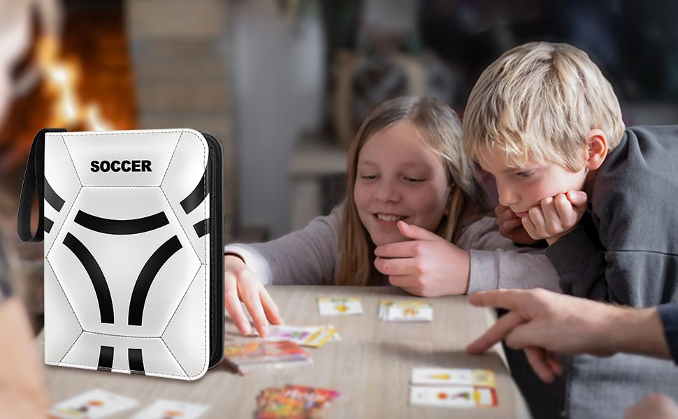 Soccer Card Binder, 2024-2025 Soccer Trading Cards Binder with Wristband, 440 Double Sided Pockets Sleeves PU Card Albums Fit for Sports Cards for Collectors Boys and Girls Fans Gift