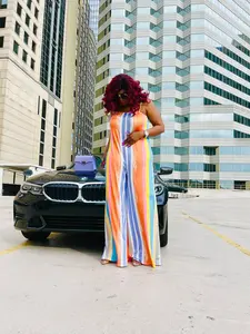 Kauna Bells Bottom Spaghetti Strap Multi Color Jumpsuit from The Couture Vault