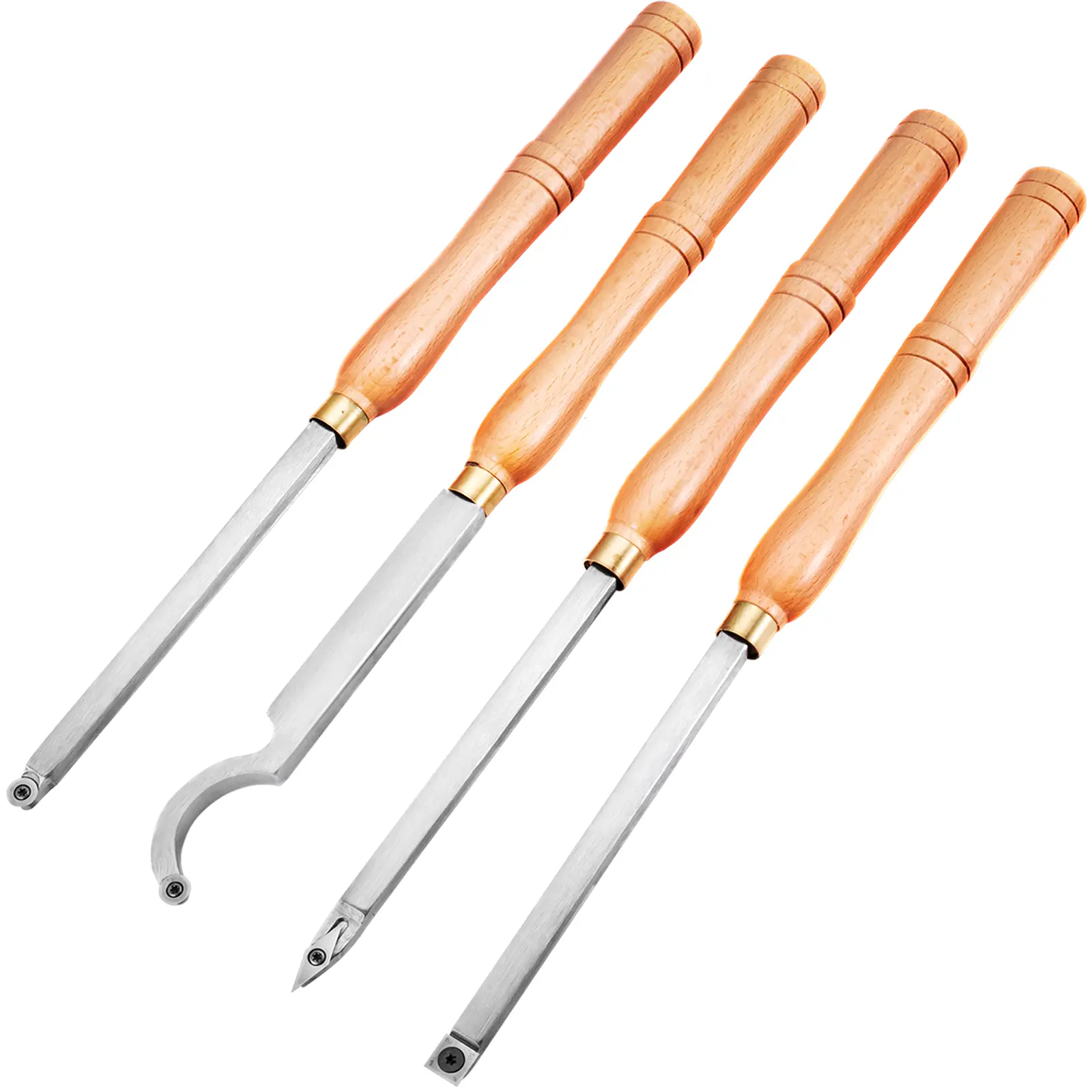 【summerfinds】VEVOR Wood Turning Tools for Lathe 4 PCS Set, Carbide Lathe Tools with Diamond Shape, Round, Square Cutters, Turning Lathe Chisels with Comfortable Grip Handles Lathe Tools for Craft DIY Hobbyists