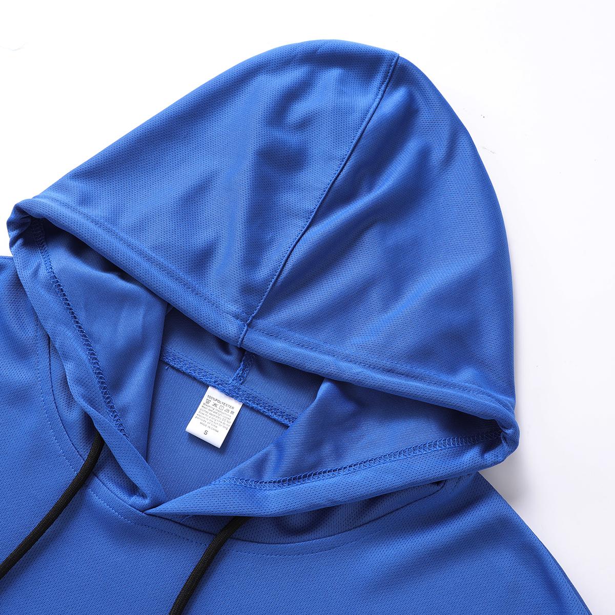 Men's sports hooded T-shirt with kangaroo pocket, breathable and quick-drying fabric, suitable for running and exercising, indoor fitness, etc