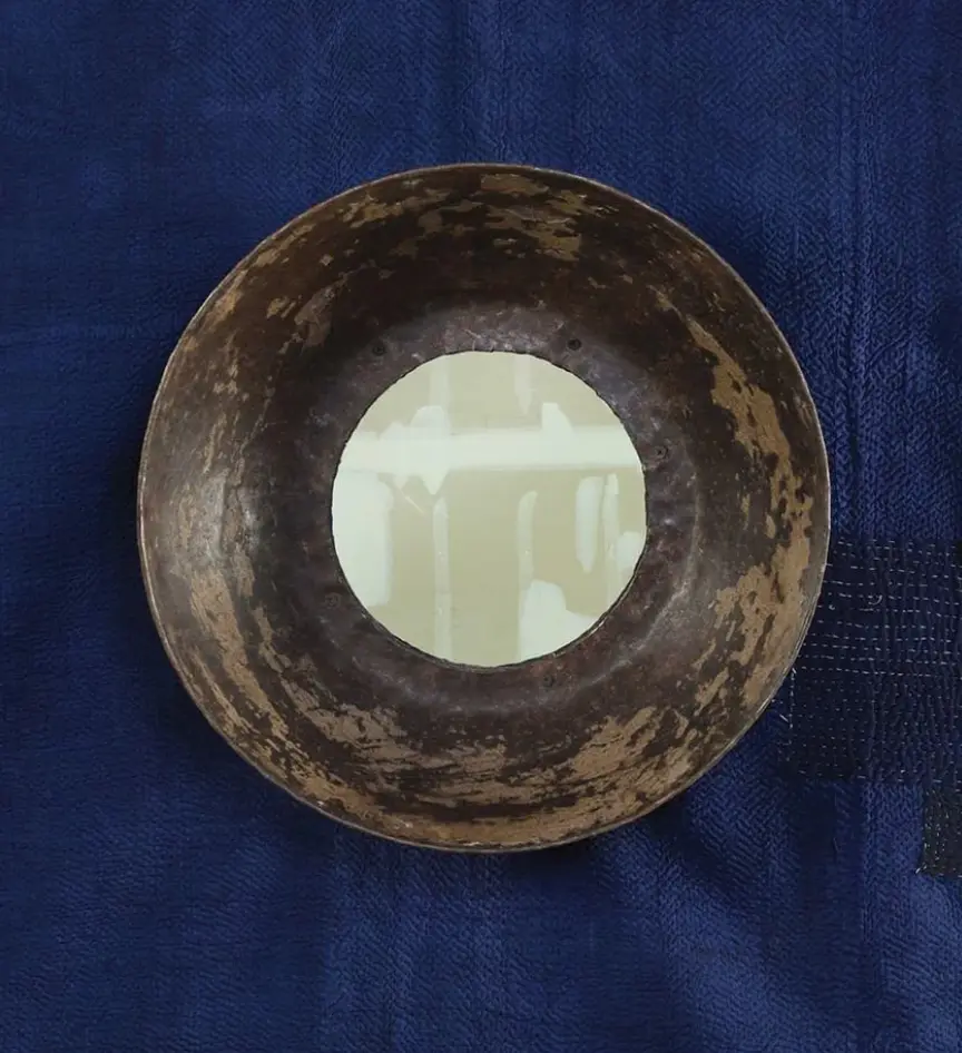 Rustic Metal Bowl Mirror