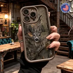 Vintage Forest Deer Wildlife Nature Pattern Case for iPhone 17 16 15 14 Pro Max 13 12 11 XR XS Plus Air Slim Shockproof Anti Drop Protective Lightweight Durable TPU Cover