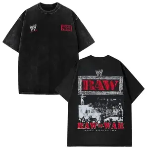 WWE 2026 RAW Legends Exclusive Limited Washed Graphic Tee Heavyweight Premium Cotton Oversized Streetwear Urban Fashion Short Sleeve Crewneck Soft Comfortable Casual Summer Top Trendy Retro Apparel Daily Outfit Perfect Gift For Wrestling Fans