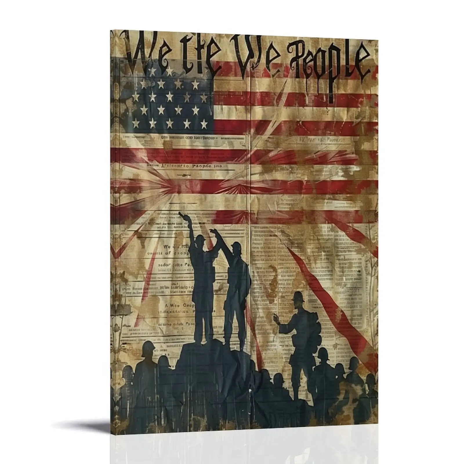 American Military Army Canvas Posters Wall Art Prints Retro America Soldiers And Flag Home Wall Aesthetic Living Room Bedroom Office Decor Festival Gift