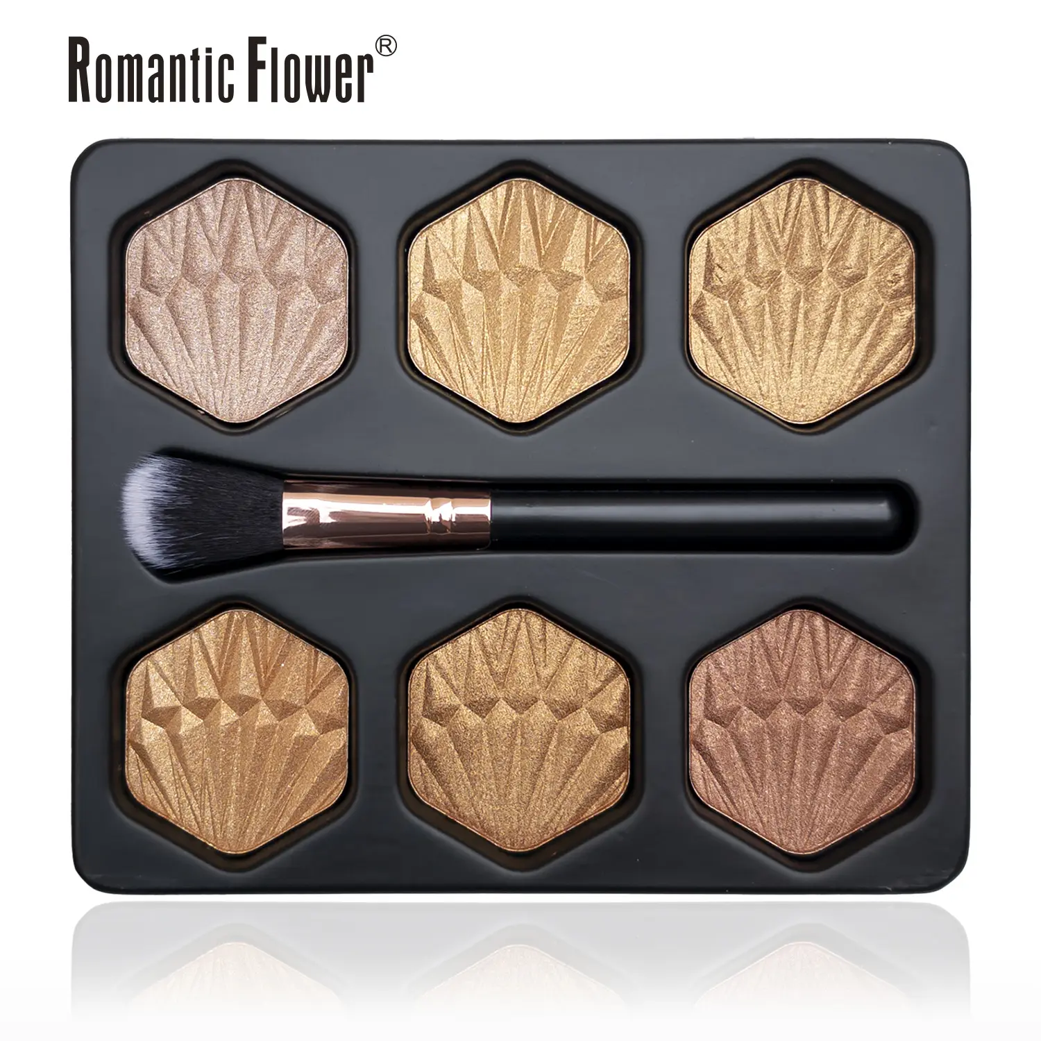 6-Shade Luxury Metallic Golden Shimmer Highlighter Palette - Sun-Kissed Bronzer Contour Cosmetic Kit with Brightening Pearl Eyeshadow, Natural Glow Finish, and Compact Smooth Flawless Applicator Brush, Bronze Glow, Sun Kiss Glow Bronzers