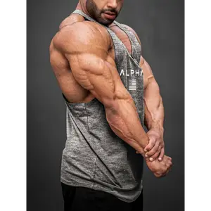 ALPHA Men's Quick-Dry Athletic Tank Top - Patriotic American Flag Print, Breathable Polyester, Sleeveless Gym & Basketball Vest with Round Neckline - Ideal for Fitness, Running & Training, Sports Tank Top