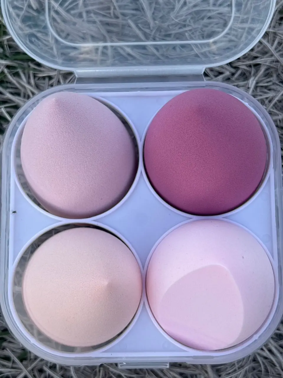 Sinen 4 Pcs Dry and Wet Use Makeup Sponge Set Blender Beauty Foundation Blending Sponge for Liquid, Cream, and Powder with Egg Holder Box