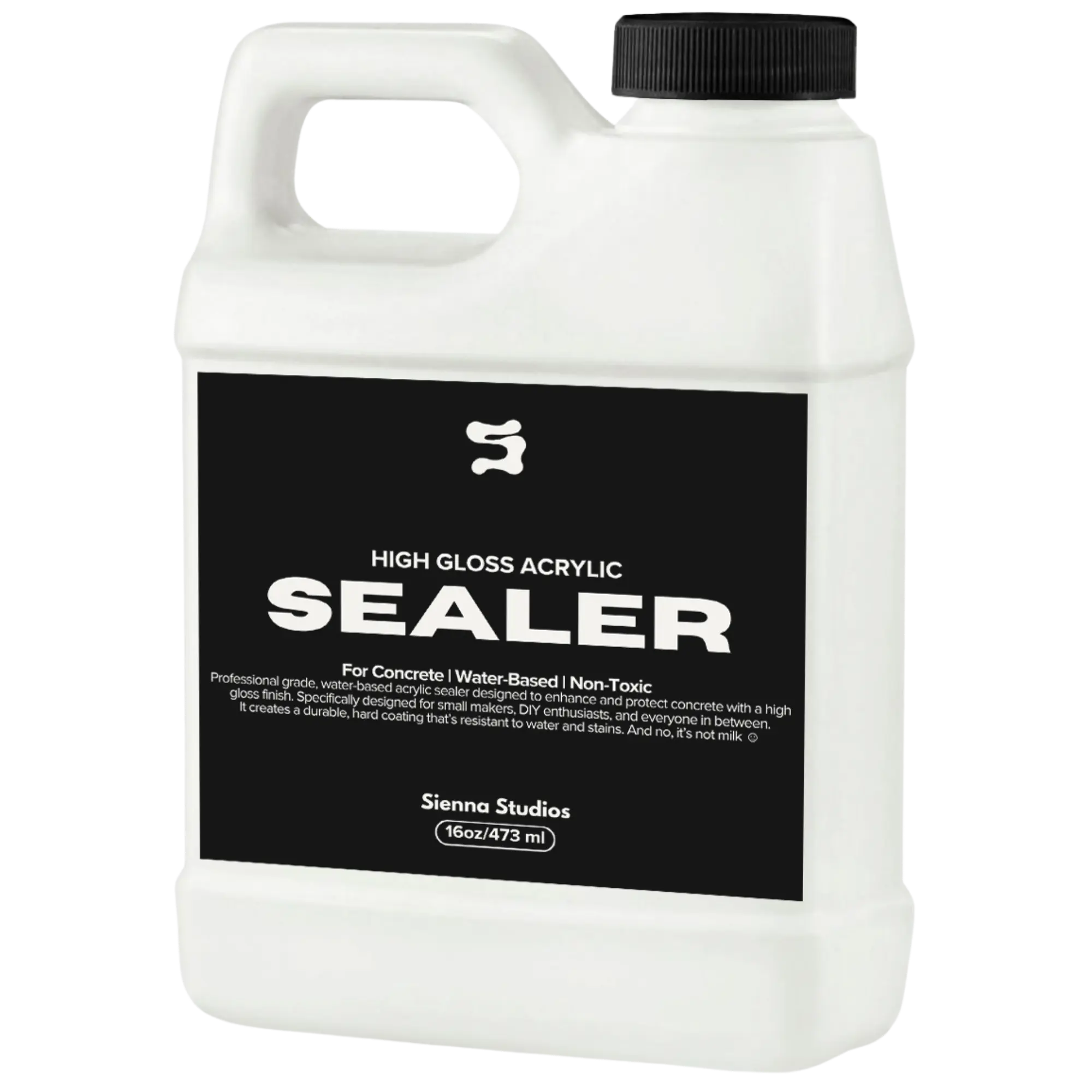 Sienna Studios Acrylic Sealer for Concrete, Cement & Jesmonite Crafts – High Gloss Clear Finish – Food Safe, Non-Toxic, Water Resistant, Non-Yellowing – Seals Trays, Coasters & Candle Vessels – 16oz