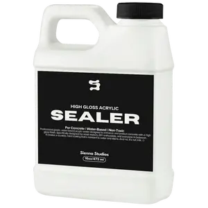 Sienna Studios Acrylic Sealer for Concrete, Cement & Jesmonite Crafts – High Gloss Clear Finish – Food Safe, Non-Toxic, Water Resistant, Non-Yellowing – Seals Trays, Coasters & Candle Vessels – 16oz