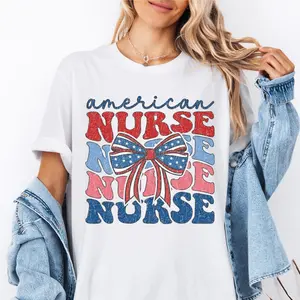 American Nurse 4th July T-shirt, Usa Flag Nurse Shirt, Nurse Life Shirt, Nurse Shirt, Memorial Day Shirt, American Flag Coquette Sweatshirt