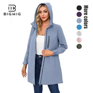 Women's Spring/Summer Lightweight Hooded Raincoat, Women's Outdoor Waterproof Softshell Jacket, Hooded Long-Sleeved Jacket, Loose and Casual