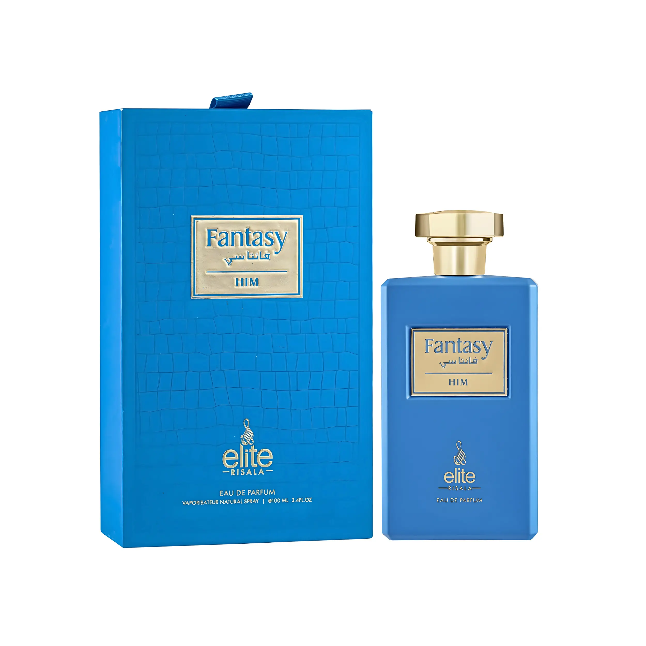 Risala Elite Fantasy Him EDP for Men, Citrus Aromatic Scent with Bergamot & Ginger, Long-Lasting Fragrance for Adults, 3.4 fl oz, Citrus Scent, Ambergris, Added Men's Fragrance