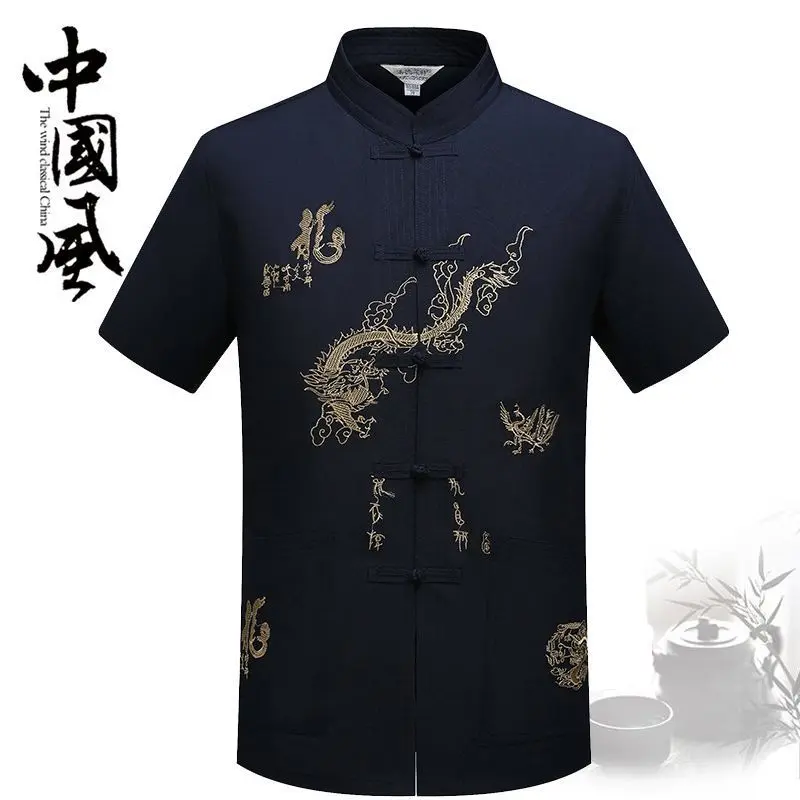 Dalong short sleeved shirt (top) navy bl