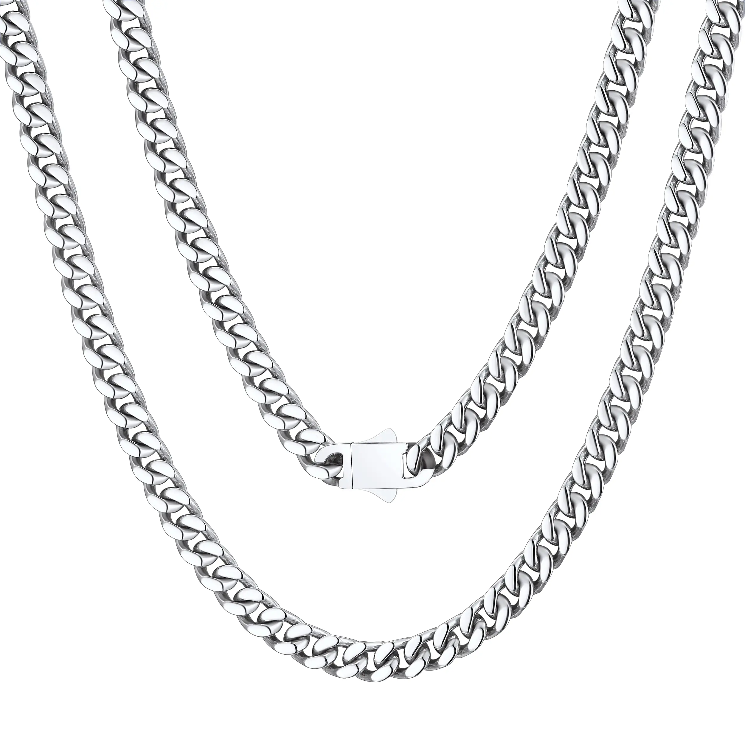 Men's 7mm Stainless Steel Cuban Link Chain Necklace - Punk Chunky Durable Fashion Accessory, 18-26 Inches Unisex Casual Hip Hop Hand Polished Smooth Metal Jewelry, Ideal for Birthday, Party Wear Gift, Men's Accessories