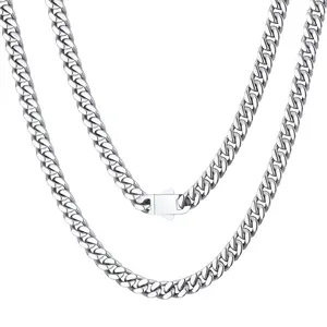 7mm Stainless Steel Cuban Link Chain Miami Mens Cuban Chain for men Hip Hop Chains,18-26 inches Punk Style Cubanchain Chunky Necklace