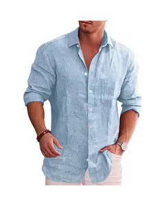COOFANDY Men's Shirts Casual Button Down Shirt Long Sleeve Linen Chambray Shirt Gift Ideas