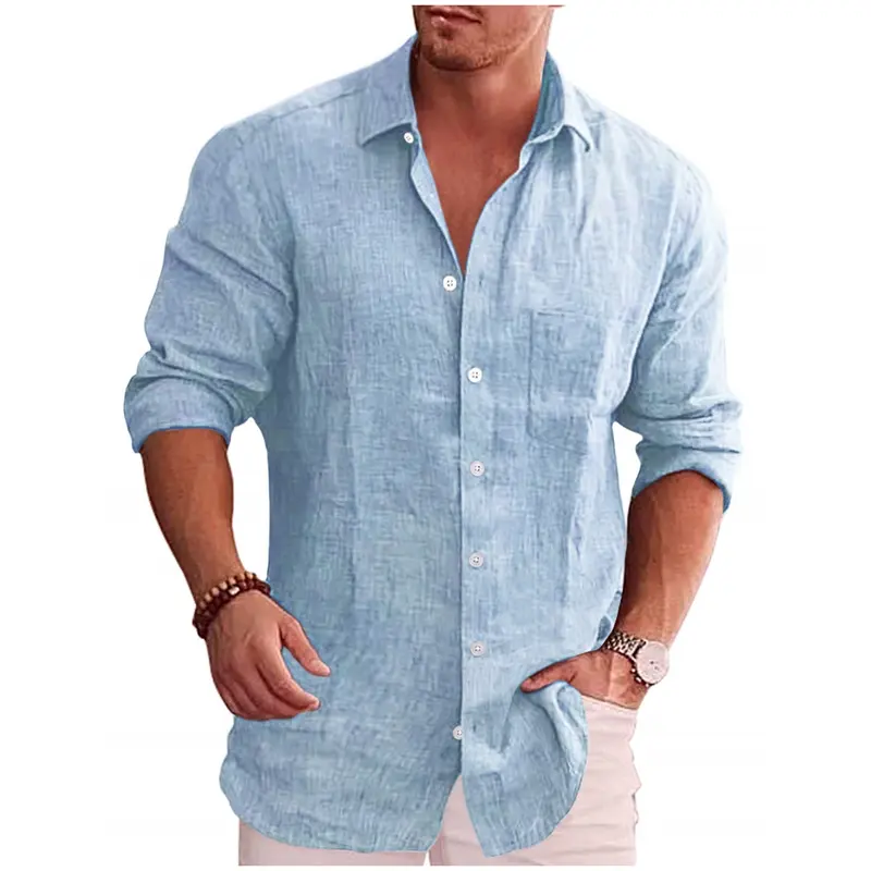 COOFANDY Men's Shirts Casual Button Down Shirt Long Sleeve Linen Chambray Shirt Gift Ideas