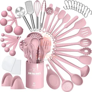 43 Piece Silicone Cooking Utensil Set – Heat-Resistant, BPA-Free, Non-Stick Kitchen Tools with Stainless Steel Handles, Dishwasher Safe, Durable