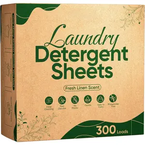 Travel Laundry Detergent Sheets  300 Loads  Washing Detergent Sheets Plastic-Free Washer Strips,  Linen Scent Liquidless Laundry Strips for Camping Dorm