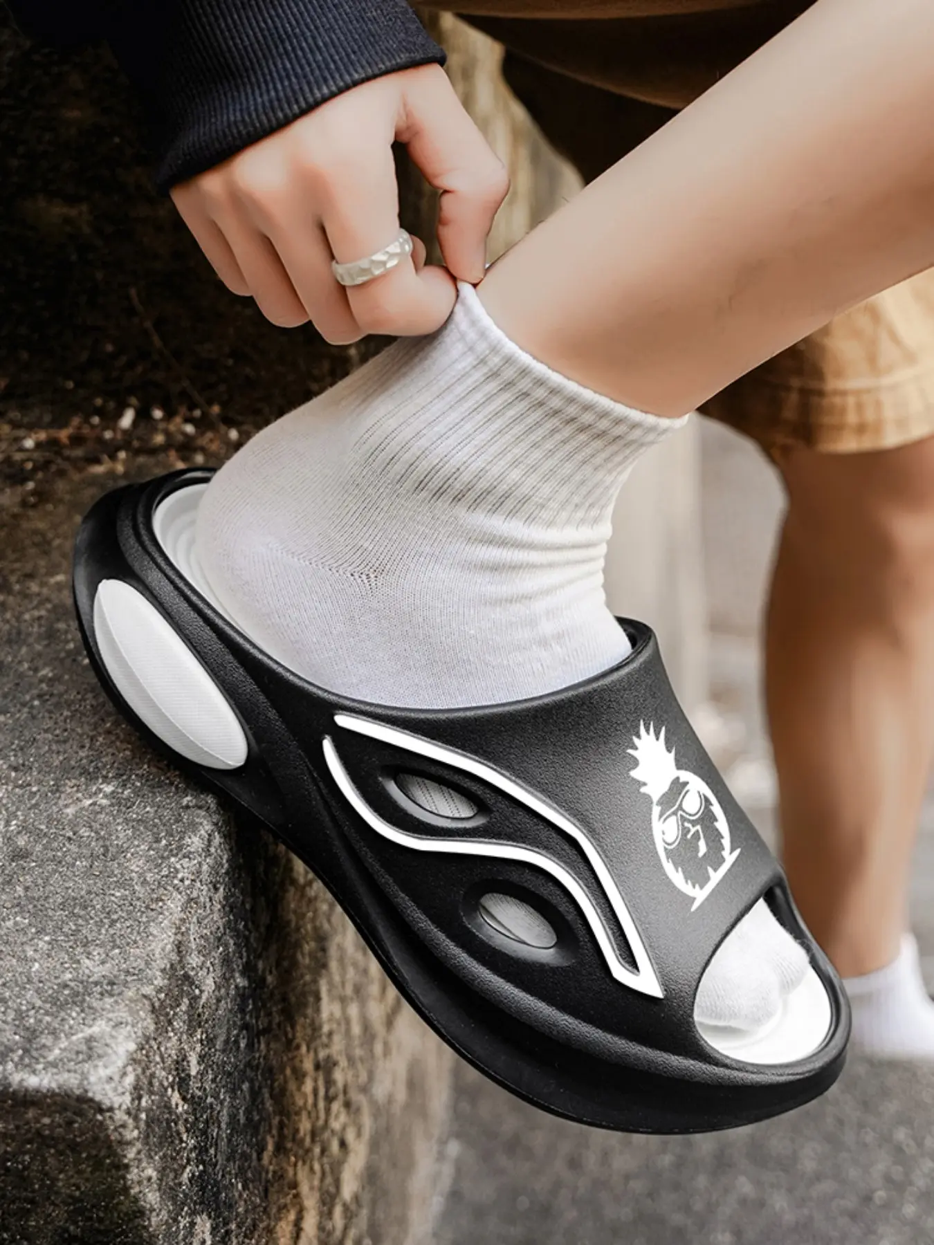 Men's Beach Sandals 2026, Outdoor Indoor Casual Thick Sole Anti-Slip Durable New Pineapple Series Slippers, Comfortable Footwear for Men