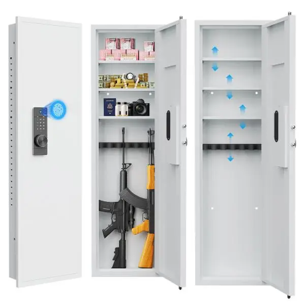 Bellemave   53 inch fingerprint touch panel wall mounted safe, concealed wall mounted safe with adjustable shelf, assembled storage multifunctional wall mounted safe for storing valuable items (fingerprint)