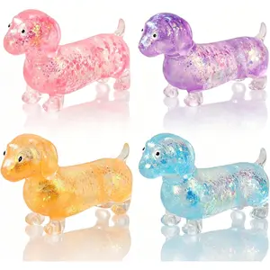4Pcs Dachshund Squishy, Slow Rising Squishy, Soft Squeeze Stress Relief, Sensory Toys for Teenages with Autism, Ideal for Birthday Gifts, Party Favors, Prizes for Classroom