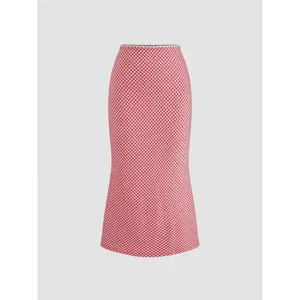 Cider [size 2-10] Mid Rise Gingham  Mermaid Maxi Skirt