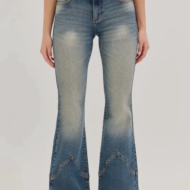 Cello Mid Rise Western Flare Denim Jeans
