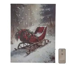 LumaBase Battery Operated Lighted Wall Art - Winter Sleigh