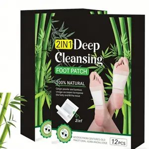 12 Packs Bamboo Foot Pads, Natural Cleansing, Promoting Sleeping, Suitable for Daily Relaxation Foot Paches, Included 12 Adhesive Sheets and 12 Foot Pads