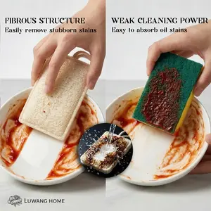 Loofah Wood Pulp Sponge Grease Removing Rich Foam Easy Rinse Kitchen Cleaning Tool Portable Soap