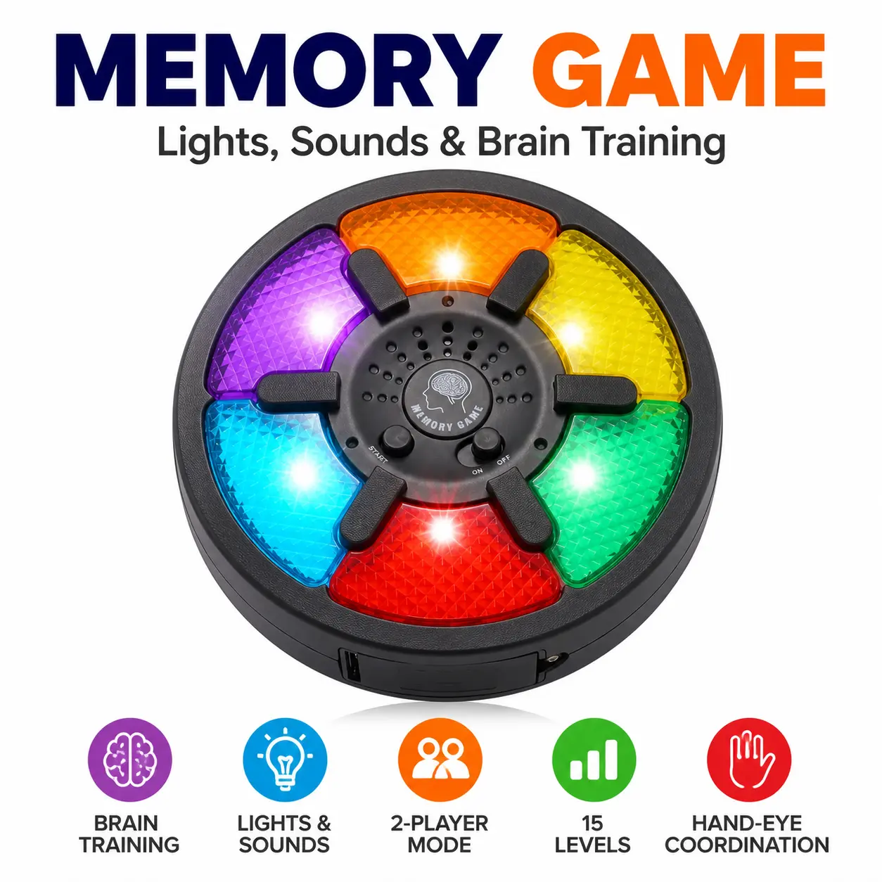 Memory training game, handheld electronic memory toy, circular memory game console, light & sound interactive toy, logical thinking training toy, preschool early education interactive educational toy