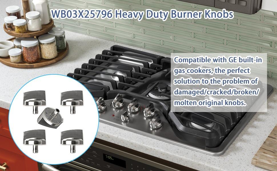 WB03X25796 Gas Cooktop Knob Compatible with ge Profile Stove Knobs, Fits PGP953SET1SS PGP986SET1SS PGP959SET1SS PGP976SET2SS - Replaces AP5986232 PS11721433 4362262 WB03T10326 Burner Range Knob - 5PCS