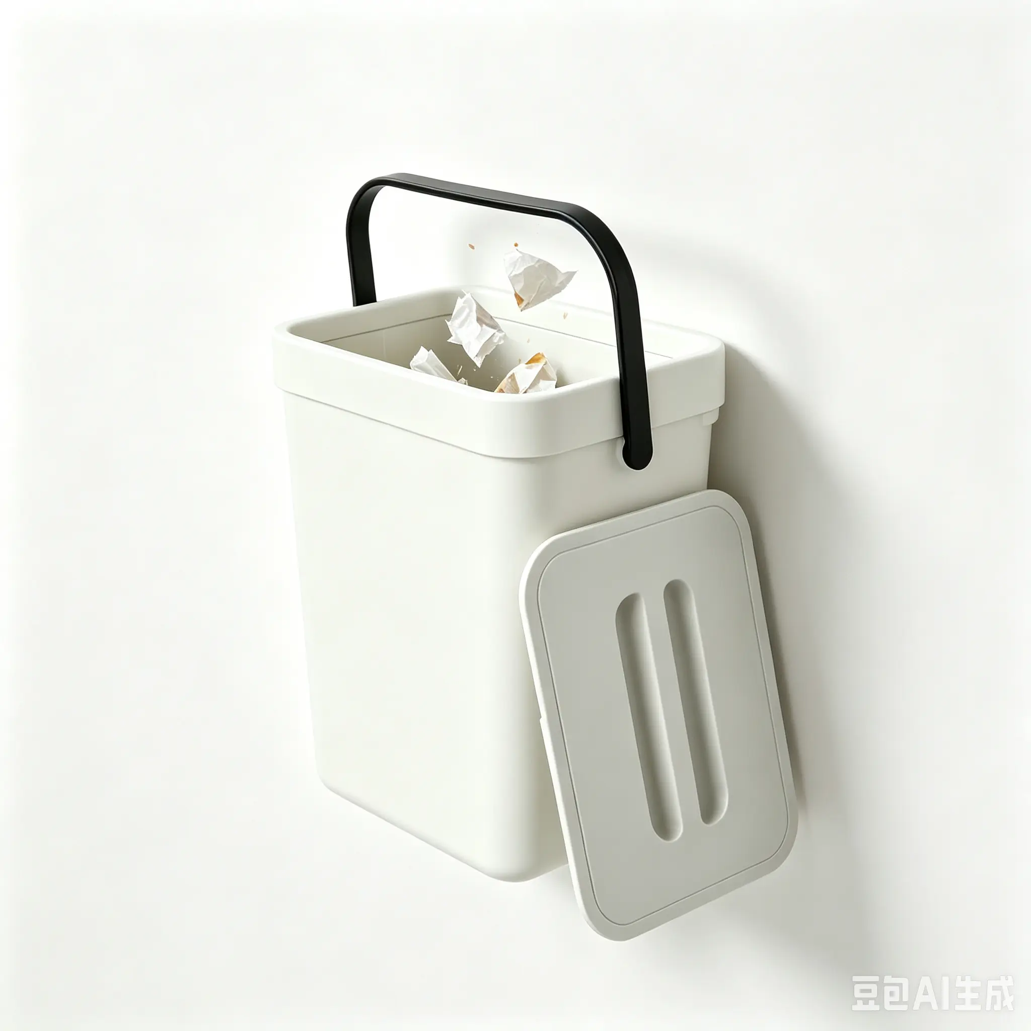 No-Drill Wall Mounted Automatic Lid Trash Can - Smart Motion Double Tilt Out, Space-Saving Kitchen & Bathroom Bin for Cabinet, RV Household Use, Bathroom Trash Can, Kitchen Trash Can Modern Slim Lidded Trash Can pukomc sensor trash knee induction