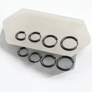 Hipster Black Hoop Earring 6, 8, 10, 12mm Cartilage Piercing 316L Surgical Steel Small Huggie Earring