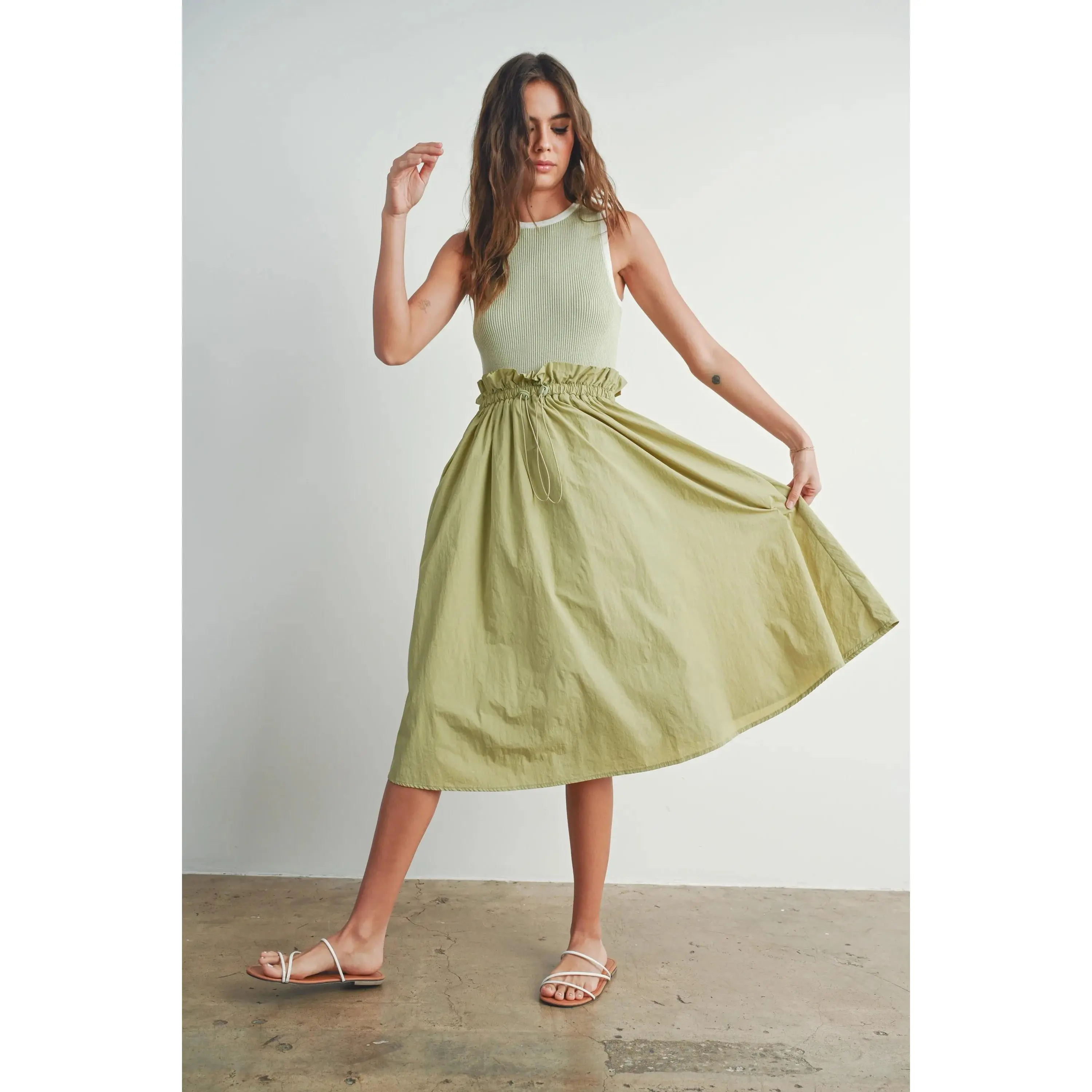 Contrast Tank Twofer Dress
