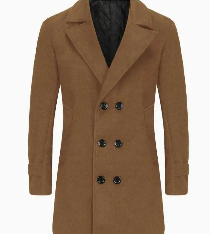 Sukany Men's Casual Wool Blend Coat Jacket Warm Classic Double Breasted Notched Collar Pea Coat