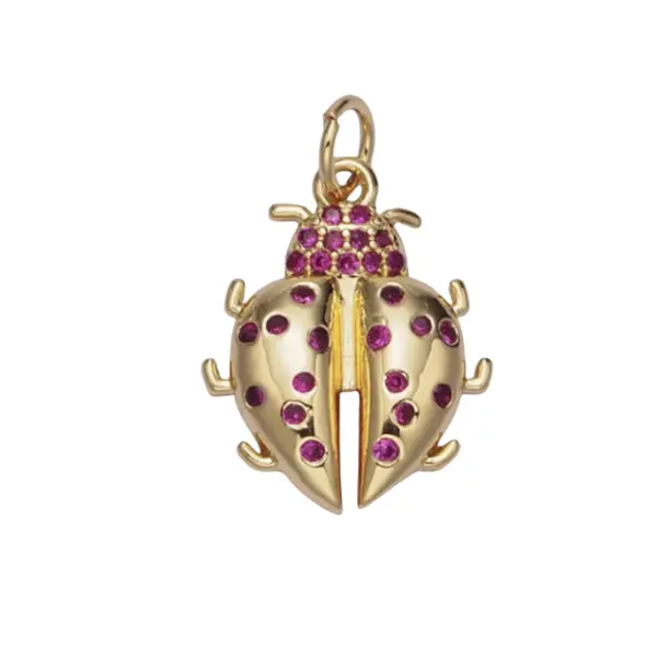 Ladybug with Pink Stones Charm