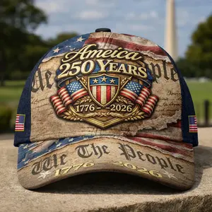 250 Year USAn Anniversary Baseball Cap, Vintage US Flag & Constitution Design, Independence Anniversary Adjustable Hat