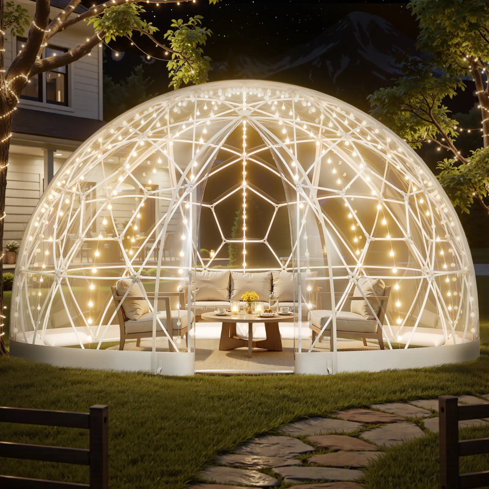 VEVOR Garden Dome Igloo, 15 x 9.5 ft Outdoor Clear Bubble Tent for 10-14 Person, Geodesic Dome Greenhouse  with Window, PVC Igloo Tent for Backyard Patios Camping Party Wedding