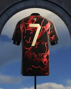 Premium #7 Ronaldo Portugal Black Red Color Soccer Jersey, Vintage Streetwear Soccer Jersey, Unisex Soccer Jersey For Couple Matching, Perfect Gifts, Sports Top, Gym Athletic Clothes