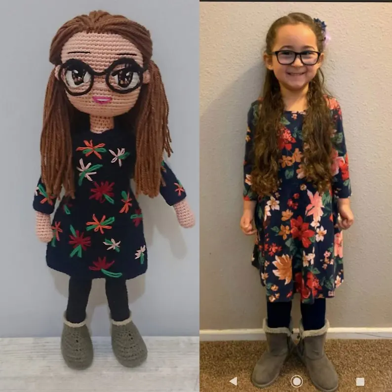 Crochet Portrait Doll, Crochet Dolls, Custom Couple Doll, Personalized crochet doll Look Alike Doll, Anniversary Gift, Personalized Handmade Crochet Gift For Mom Dad