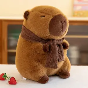 Cute Capybara Plush Toy Pillow Adorable Capybara Stuffed Animal for Kids and Adults 17inch/13inch/9inch Soft and Squishy Capibara Plushie Pillow Doll Xmas Gift（Scarf Style）For Home Sofa Bed Pet Decor Cute Summer Gift For Kids Friends Family