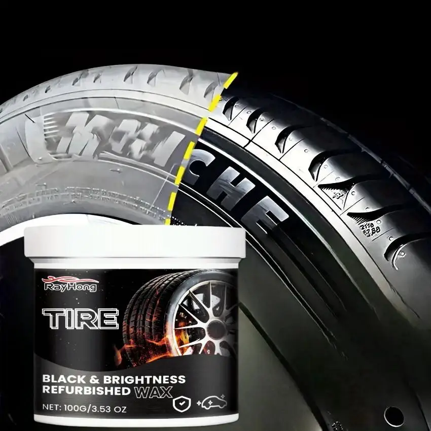 Car Tire Brightening Wax, Plastic & Rubber Care Wax, Durable & Long Lasting Protective Wax for Car Interior Care